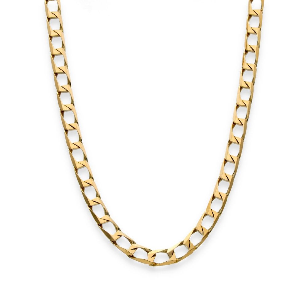 9ct Yellow Gold Square Curb Chain - 20" - 18.1g