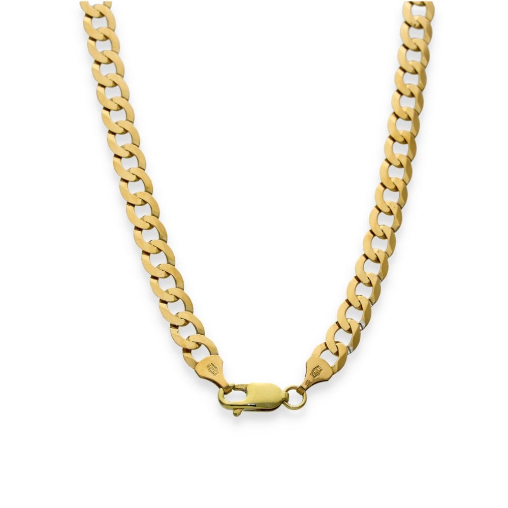 9ct Yellow Gold Flat Curb Chain - 20" - 14.8g