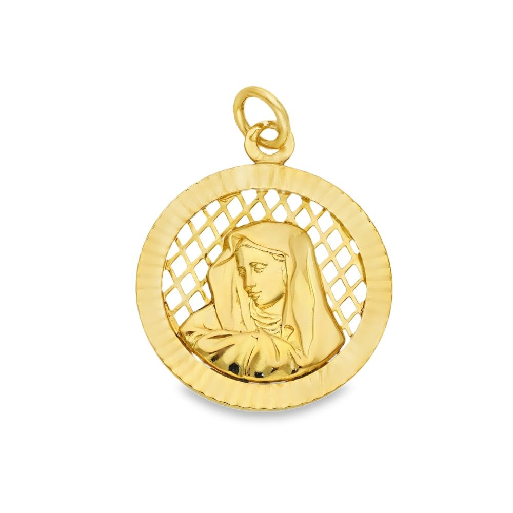 9ct Yellow Gold Open Round Madonna Medallion - 22x26x1.5mm -2.3g