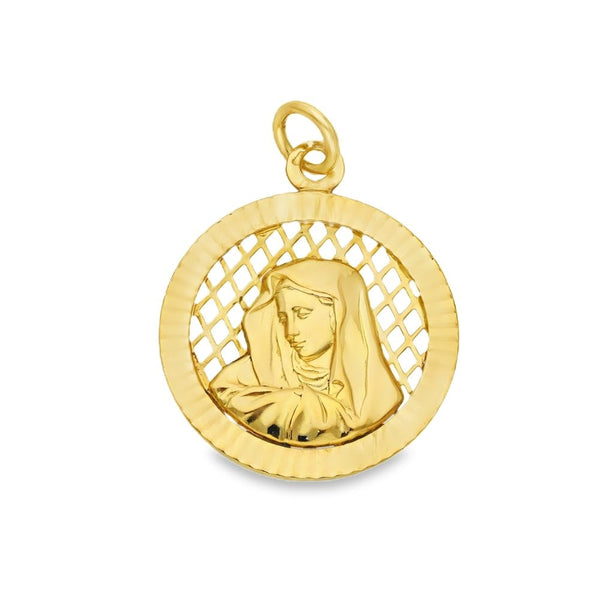 9ct Yellow Gold Open Round Madonna Medallion - 22x26x1.5mm -2.3g