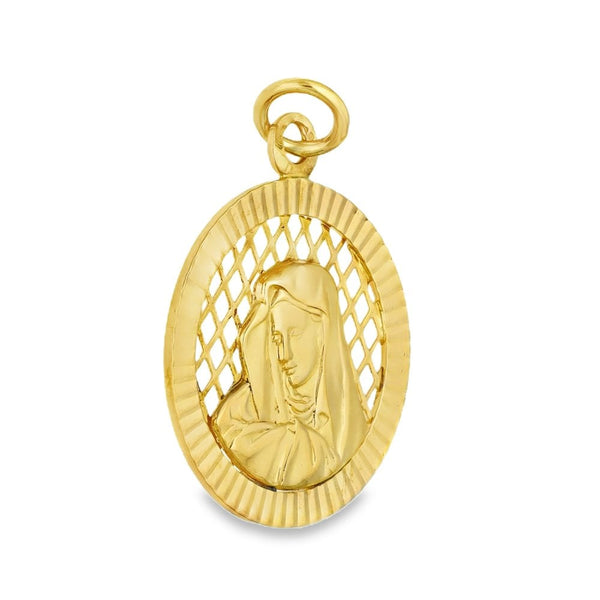 9ct Yellow Gold Open Round Madonna Medallion - 22x26x1.5mm -2.3g
