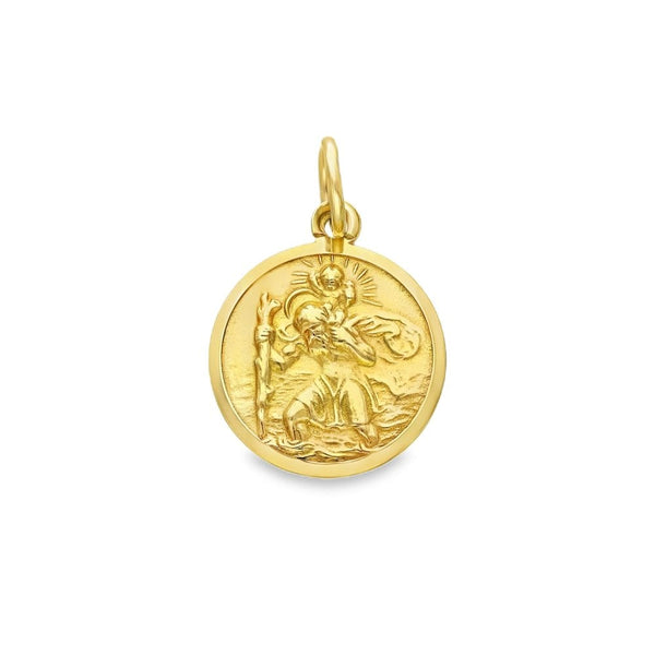 9ct Yellow Gold Round St. Christopher Pendant -13x15x1.5mm -1.5g