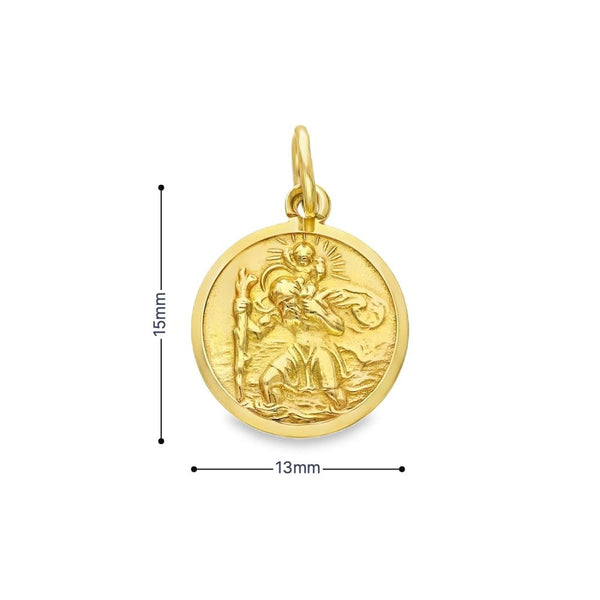 9ct Yellow Gold Round St. Christopher Pendant -13x15x1.5mm -1.5g
