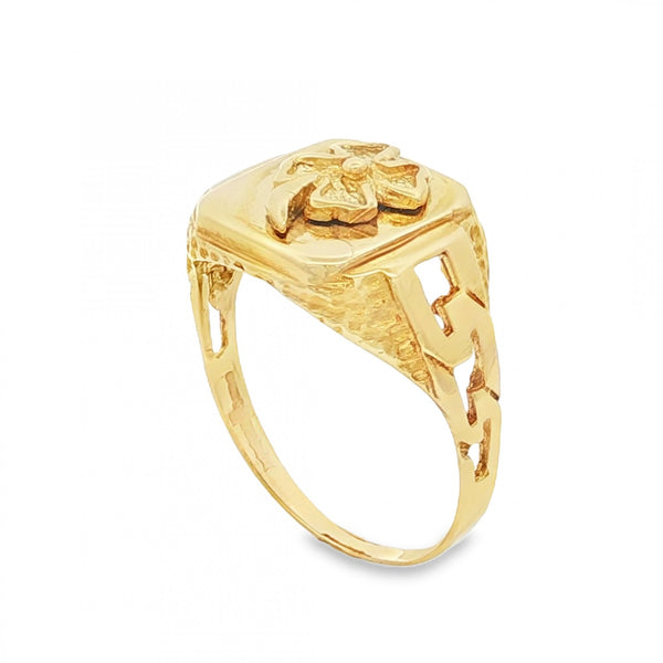 9ct Yellow Gold 4-Leaf Clover Signet Ring - Size U½ - 13mm