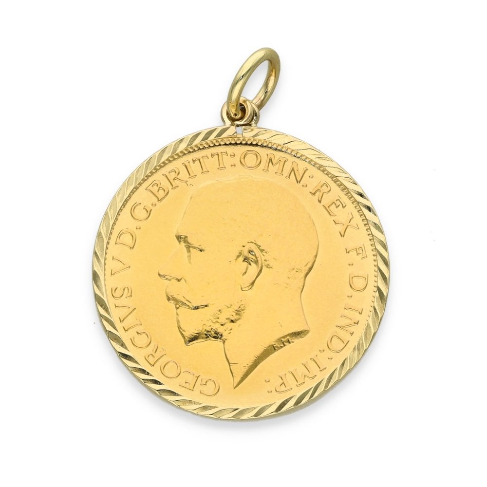 1913 Yellow Gold Full Sovereign Coin Pendant - 23x25x2mm - 8.6g
