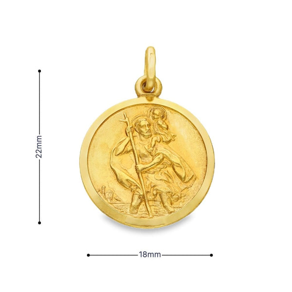 9ct Yellow Gold Round St Christopher Pendant -18x22x1.5mm -3.1g