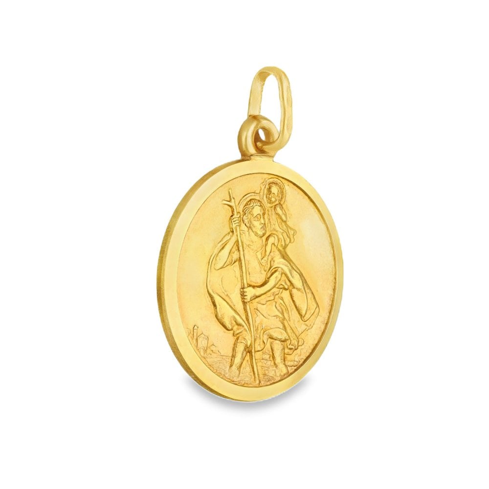 9ct Yellow Gold Round St Christopher Pendant -18x22x1.5mm -3.1g