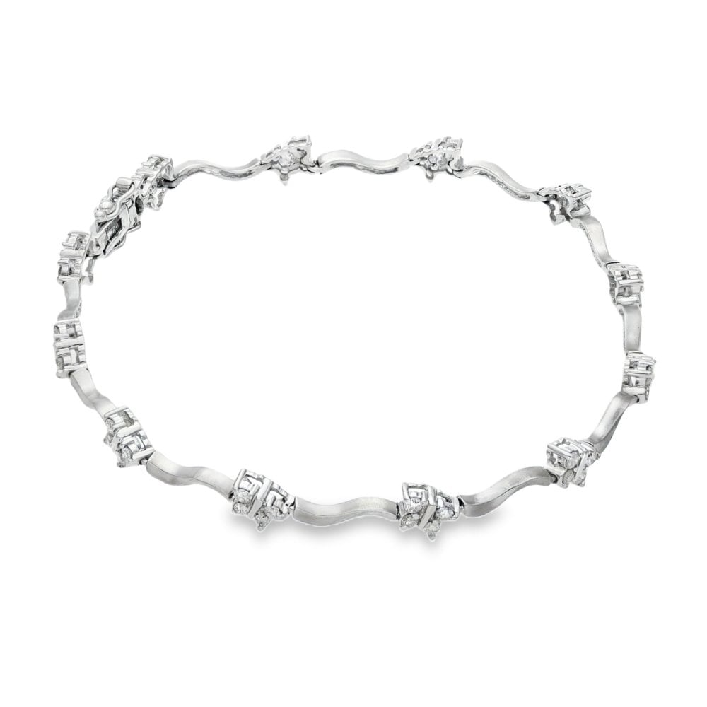9ct White Gold Diamond Butterfly Bracelet - 7.5" - 0.95ct