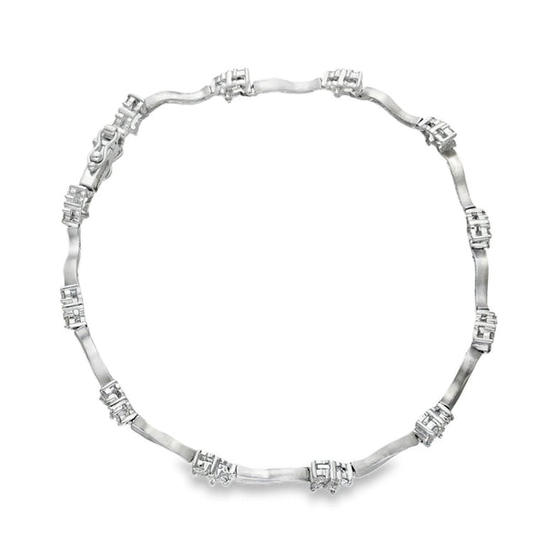 9ct White Gold Diamond Butterfly Bracelet - 7.5" - 0.95ct