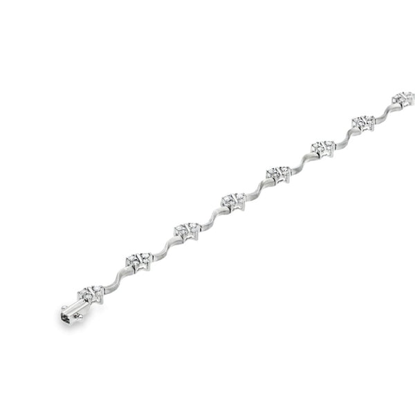 9ct White Gold Diamond Butterfly Bracelet - 7.5" - 0.95ct