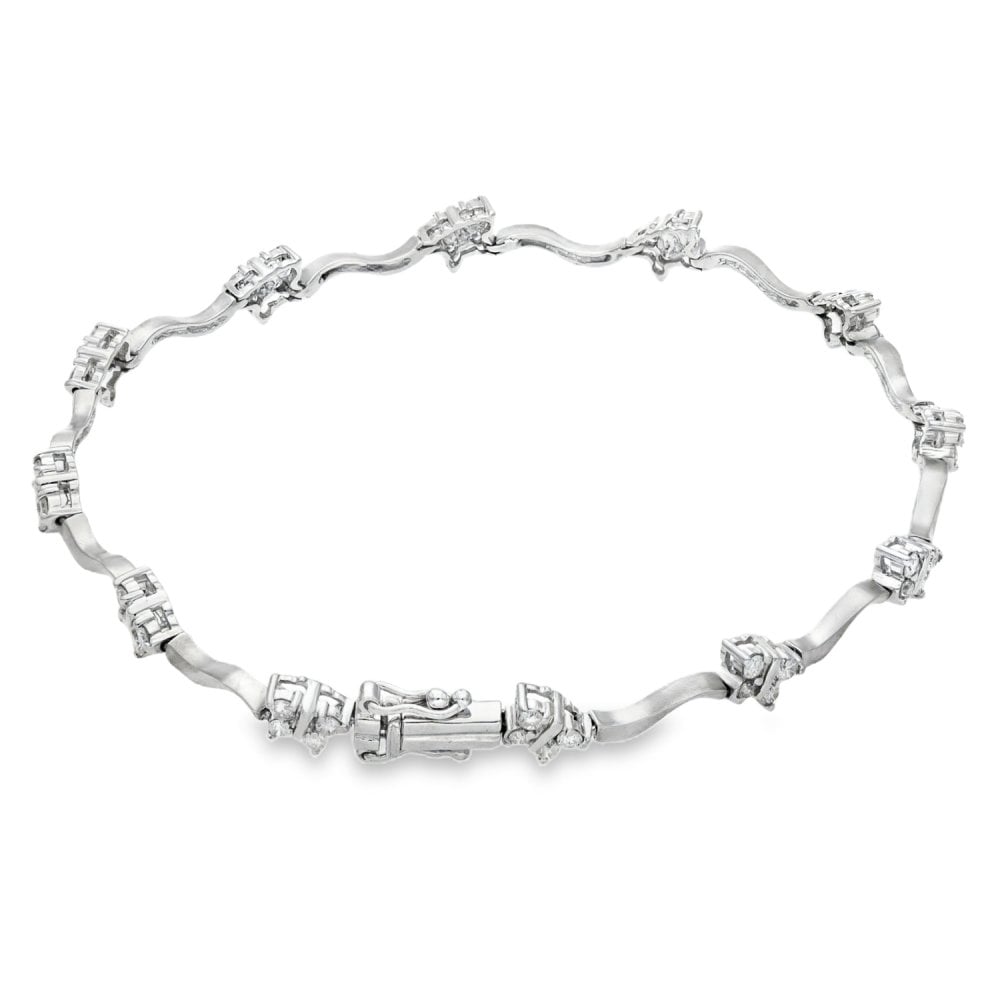 9ct White Gold Diamond Butterfly Bracelet - 7.5" - 0.95ct