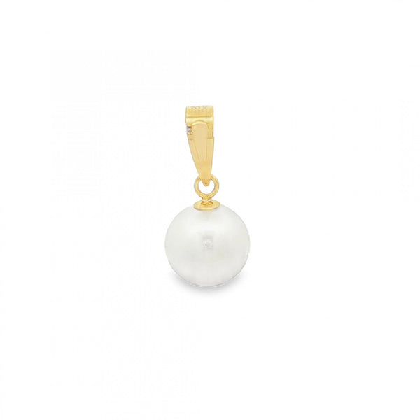 9ct Yellow Gold Pearl Pendant - 8x10x8mm - 1.0g