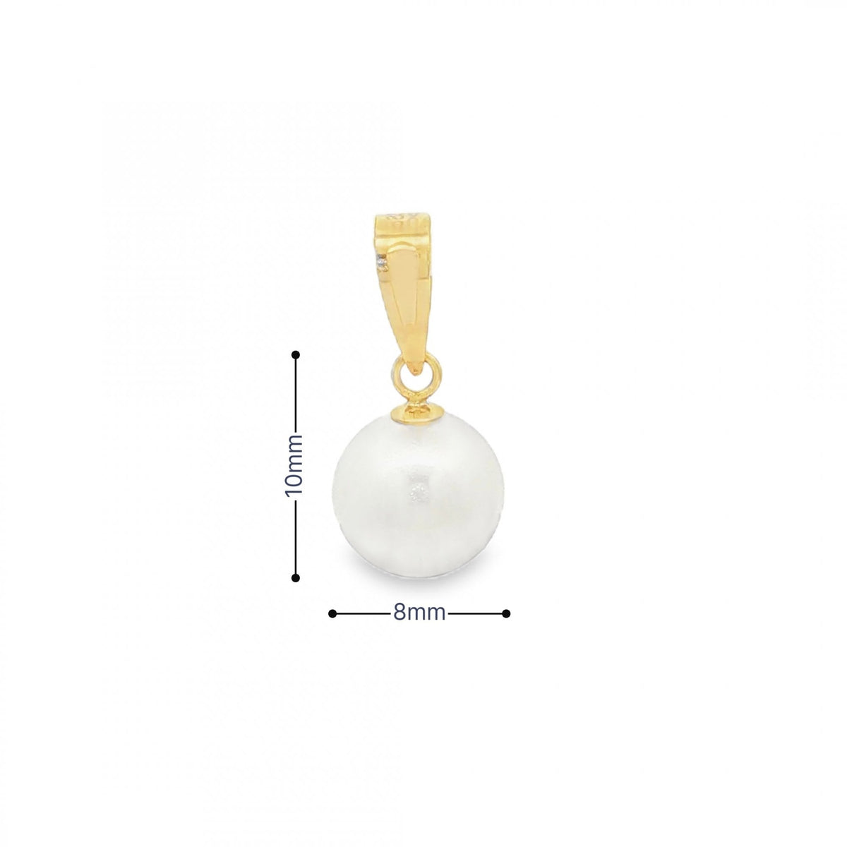 9ct Yellow Gold Pearl Pendant - 8x10x8mm - 1.0g