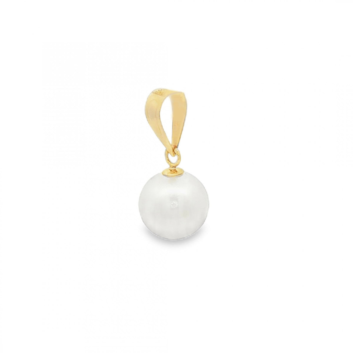 9ct Yellow Gold Pearl Pendant - 8x10x8mm - 1.0g