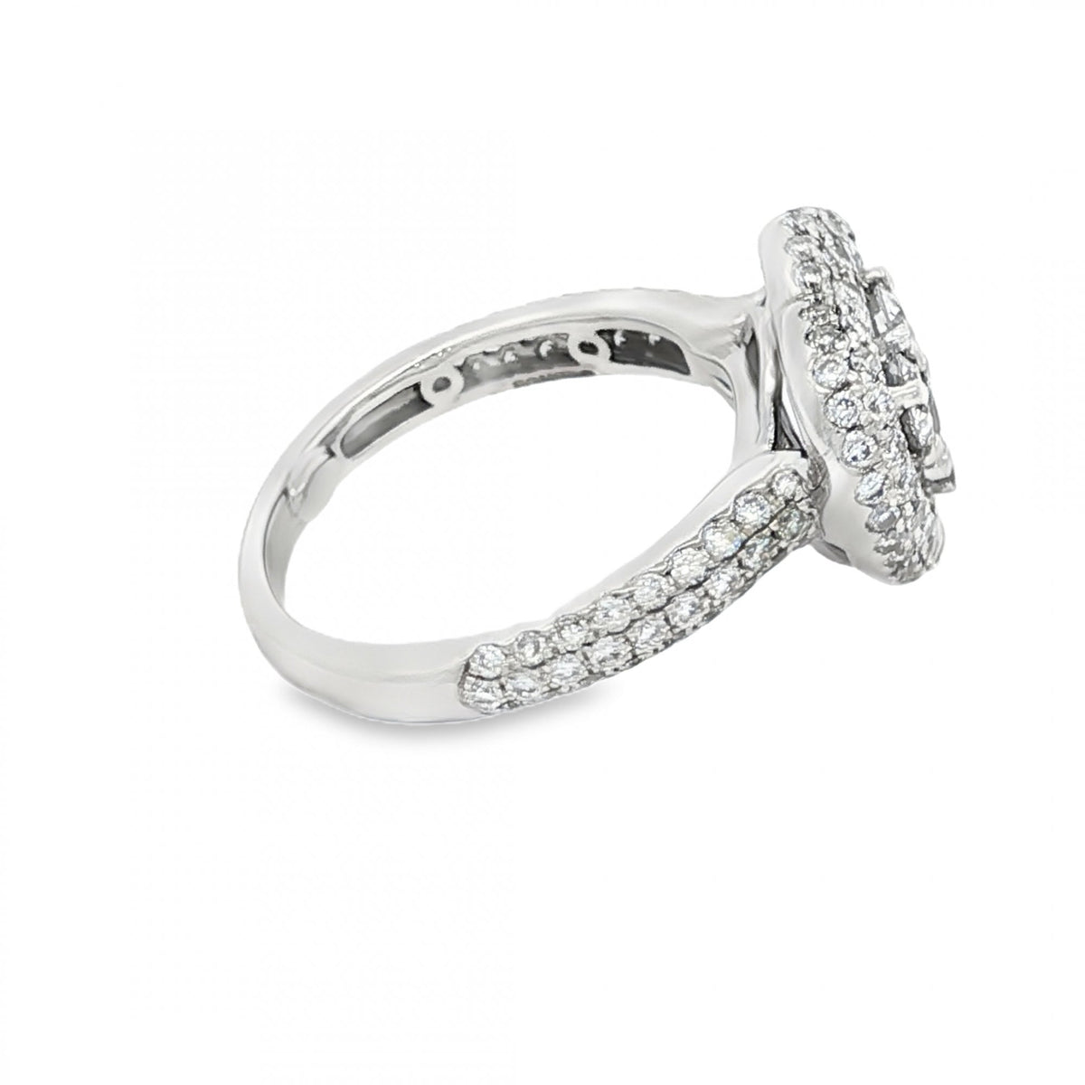 18ct White Gold Diamond Heart Cluster Ring - Size L - 1.50ct