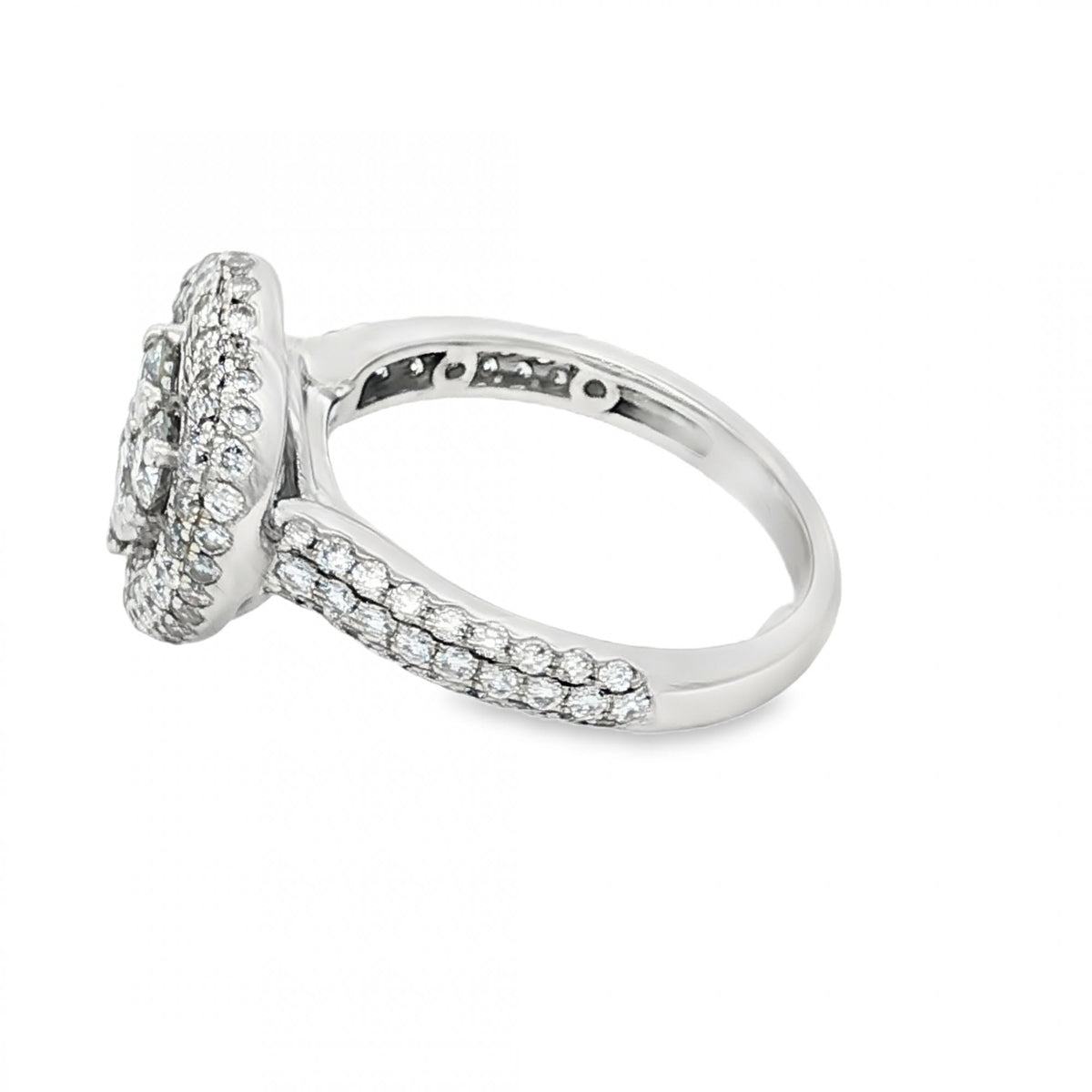 18ct White Gold Diamond Heart Cluster Ring - Size L - 1.50ct