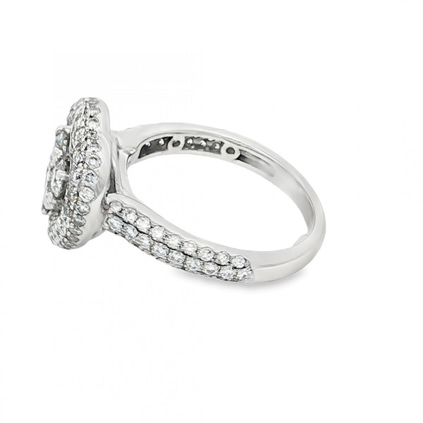 18ct White Gold Diamond Heart Cluster Ring - Size L - 1.50ct