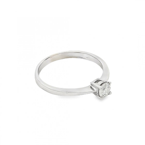 9ct White Gold Diamond Engagement Ring - Size M½ - 0.25ct