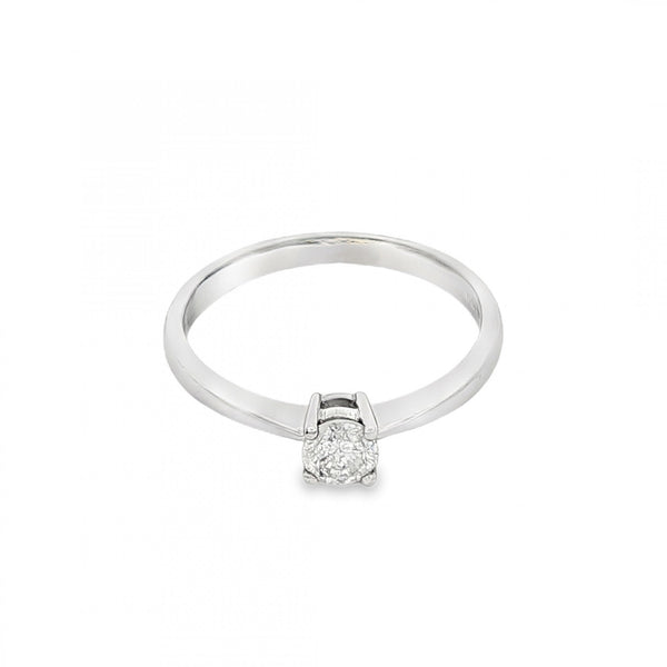9ct White Gold Diamond Engagement Ring - Size M½ - 0.25ct