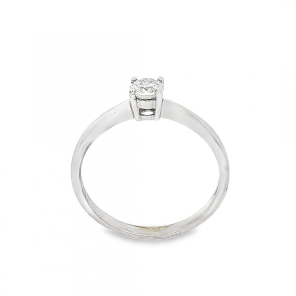 9ct White Gold Diamond Engagement Ring - Size M½ - 0.25ct