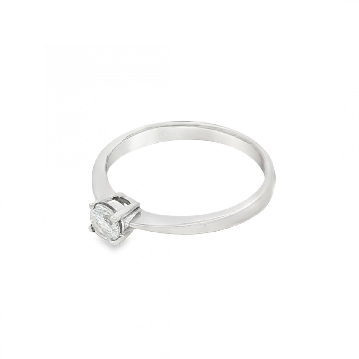 9ct White Gold Diamond Engagement Ring - Size M½ - 0.25ct