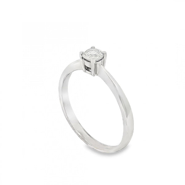 9ct White Gold Diamond Engagement Ring - Size M½ - 0.25ct