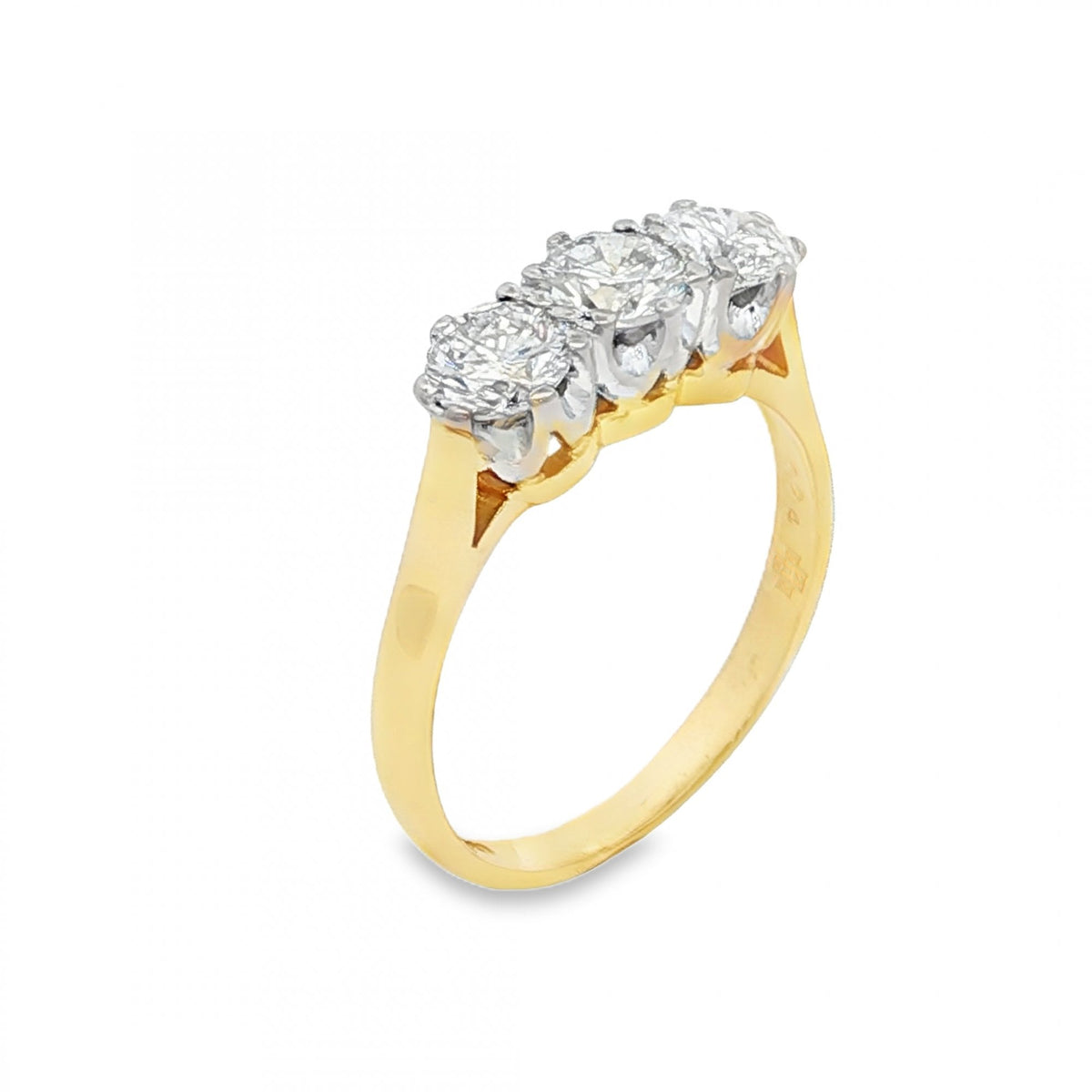 18ct White Gold Diamond Trilogy Ring - Size N - 1.24ct