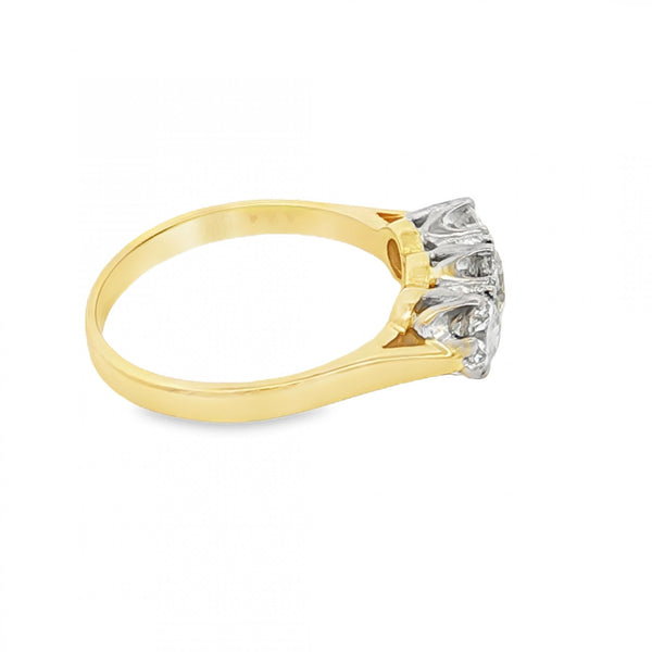 18ct White Gold Diamond Trilogy Ring - Size N - 1.24ct