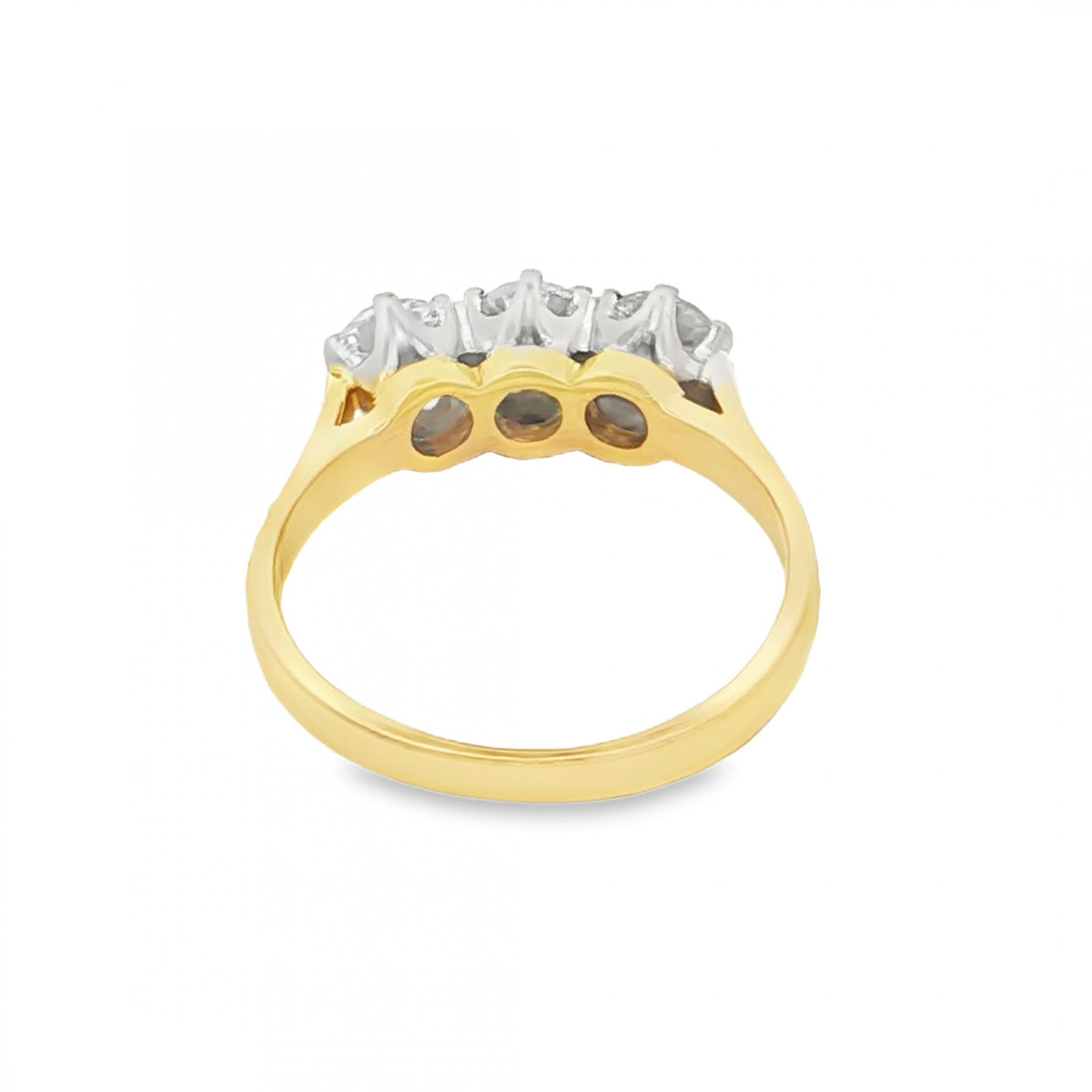 18ct White Gold Diamond Trilogy Ring - Size N - 1.24ct
