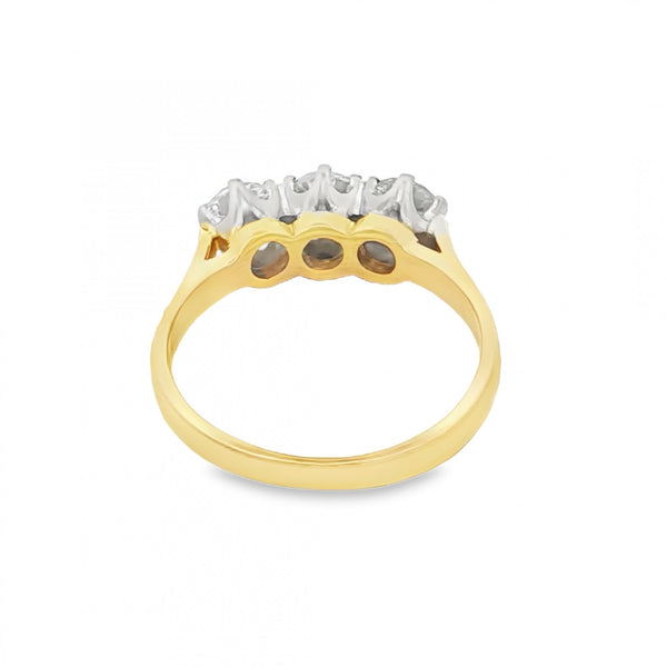 18ct White Gold Diamond Trilogy Ring - Size N - 1.24ct