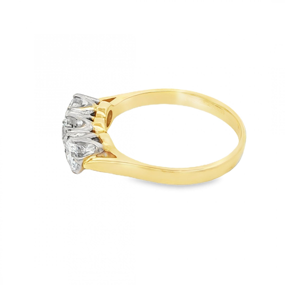 18ct White Gold Diamond Trilogy Ring - Size N - 1.24ct