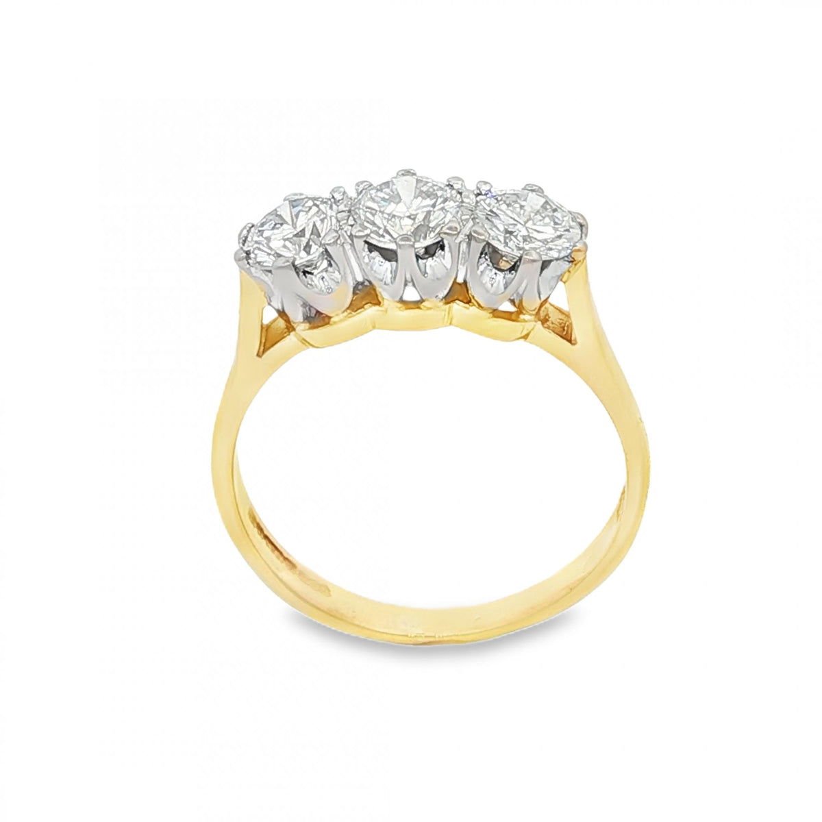 18ct White Gold Diamond Trilogy Ring - Size N - 1.24ct