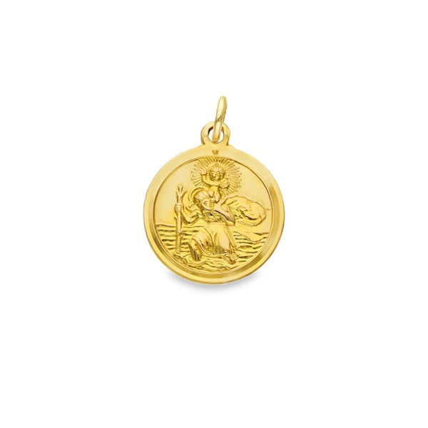9ct Yellow Gold Round St. Christopher Pendant -13x16x1.5mm -1.5g
