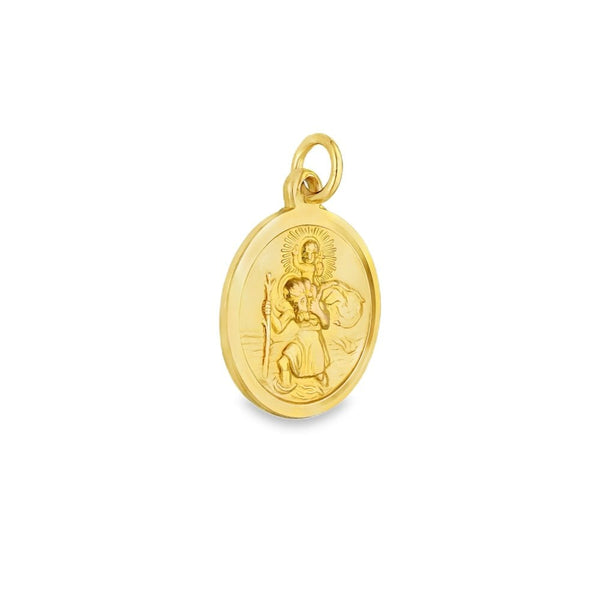 9ct Yellow Gold Round St. Christopher Pendant -13x16x1.5mm -1.5g