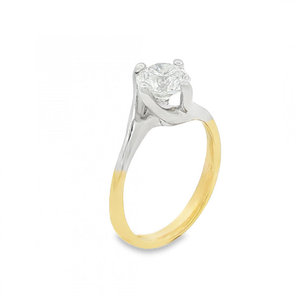 18ct Yellow & White Gold Diamond Twist Engagement Ring - 1.00ct