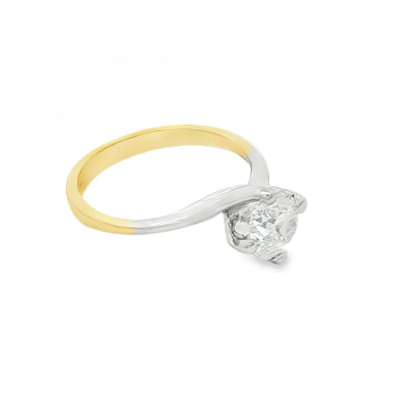 18ct Yellow & White Gold Diamond Twist Engagement Ring - 1.00ct