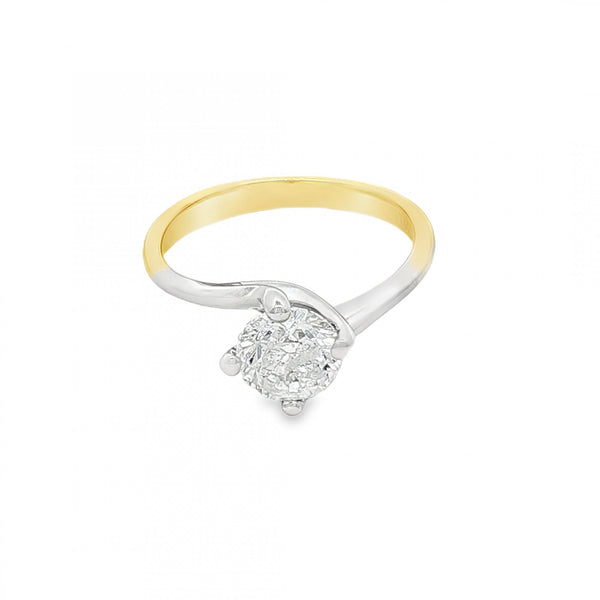 18ct Yellow & White Gold Diamond Twist Engagement Ring - 1.00ct