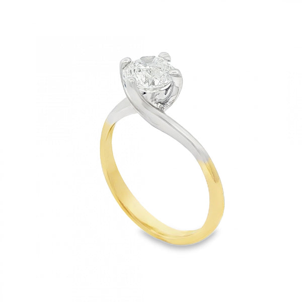 18ct Yellow & White Gold Diamond Twist Engagement Ring - 1.00ct