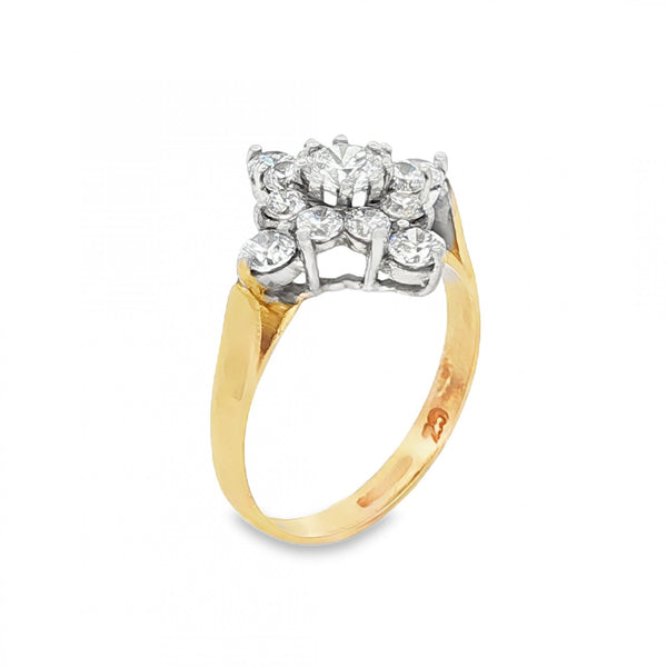 9ct White Gold CZ Cluster Ring - Size L½ - 2.8g