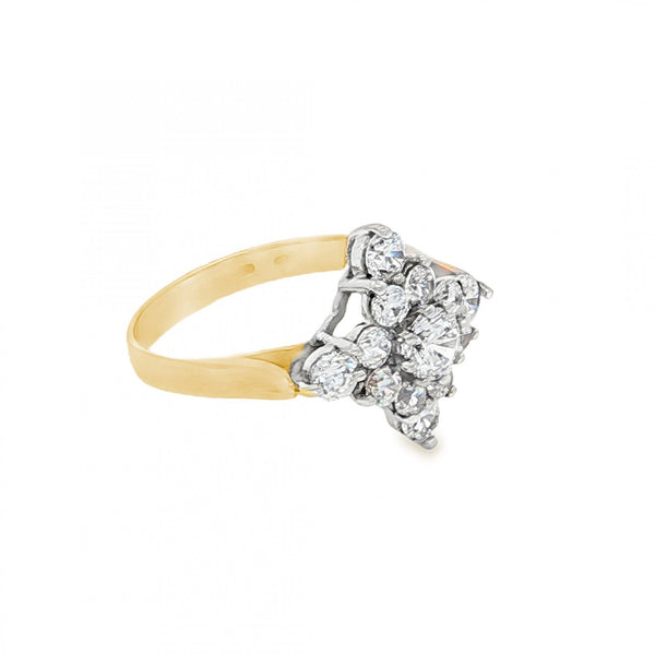 9ct White Gold CZ Cluster Ring - Size L½ - 2.8g