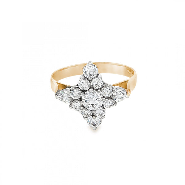 9ct White Gold CZ Cluster Ring - Size L½ - 2.8g