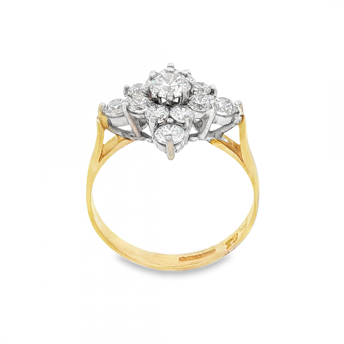 9ct White Gold CZ Cluster Ring - Size L½ - 2.8g