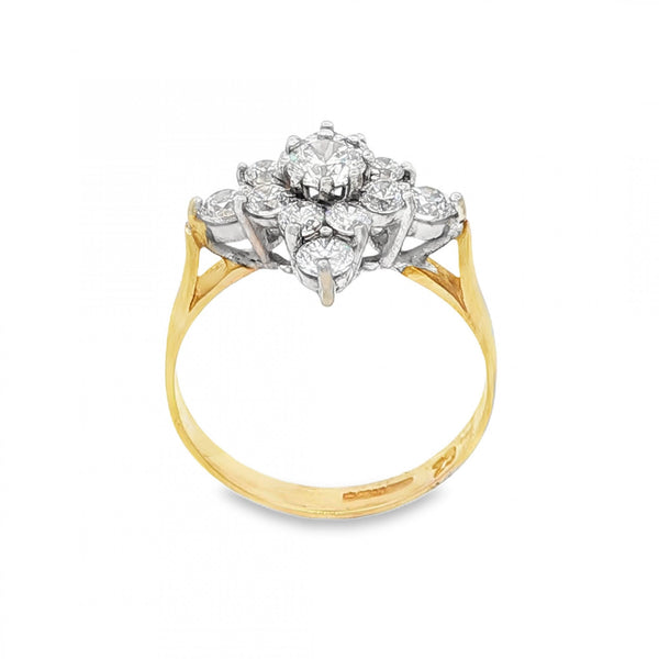 9ct White Gold CZ Cluster Ring - Size L½ - 2.8g