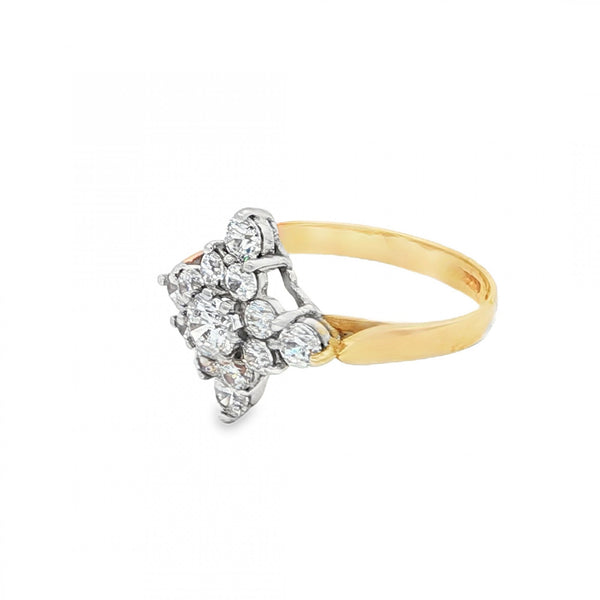9ct White Gold CZ Cluster Ring - Size L½ - 2.8g
