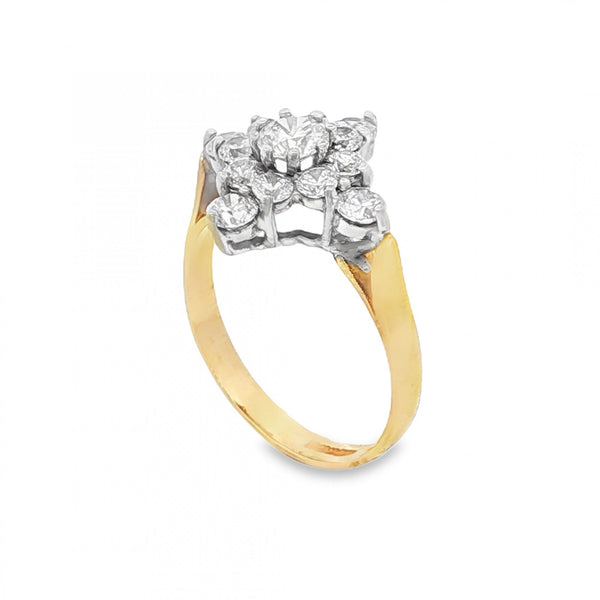 9ct White Gold CZ Cluster Ring - Size L½ - 2.8g