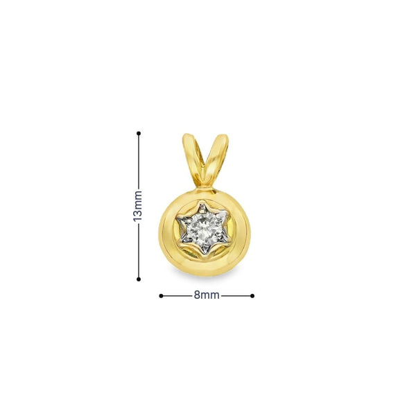 18ct Yellow Gold Diamond Solitaire Pendant - 0.10ct