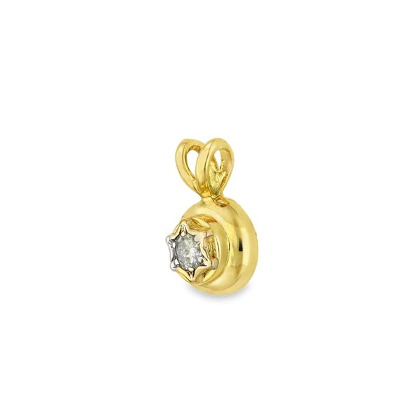 18ct Yellow Gold Diamond Solitaire Pendant - 0.10ct