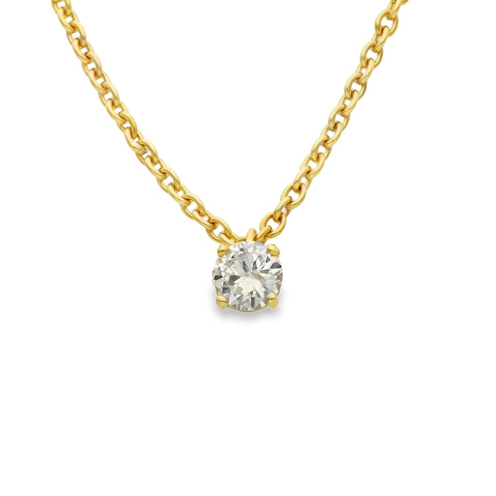 18ct Yellow Gold Diamond Pendant & Trace Chain - 18" - 0.60ct