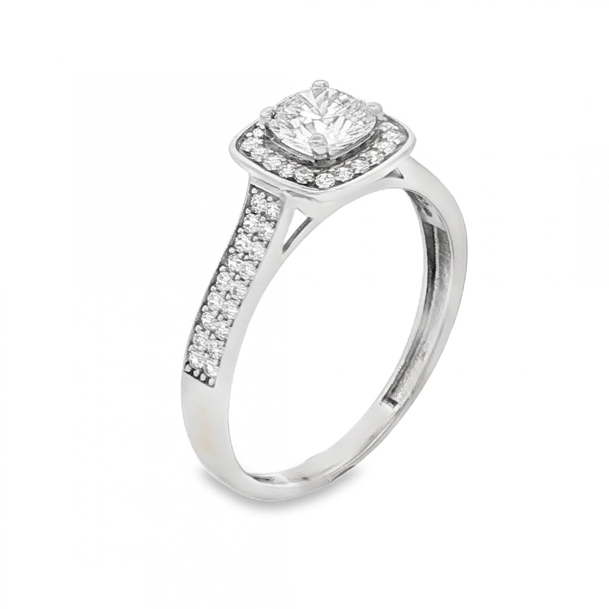 9ct White Gold CZ Square Cluster Ring - Size T - 2.4g
