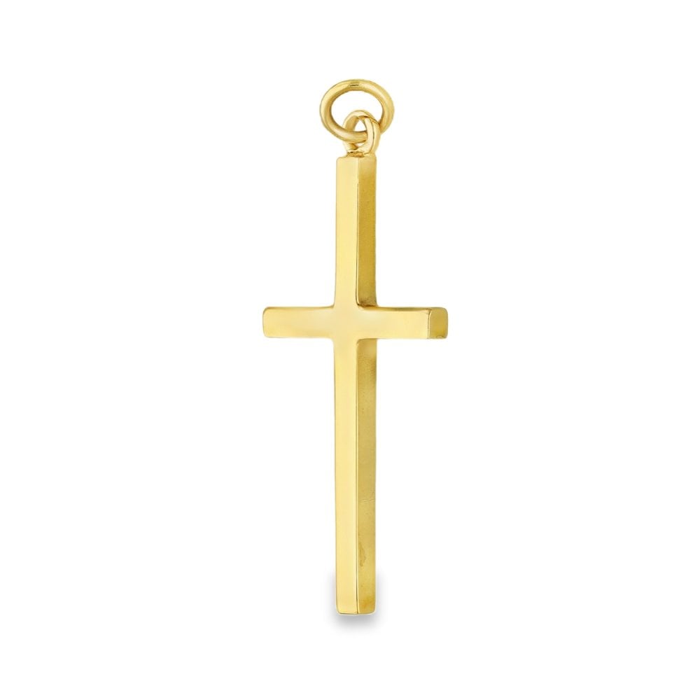 9ct Yellow Gold Plain Block Cross Pendant - 14x31x2mm - 1.8g
